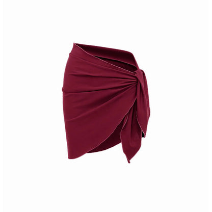 Bikini Wine Red Niche Design Tube Top Split Swimsuit Women