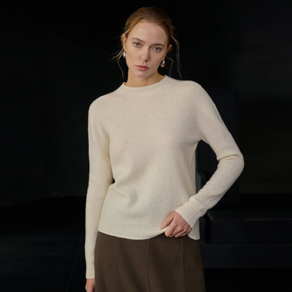 Wool Solid Color Sweater Women Autumn Winter Warm Elegant Half Turtleneck Knitted Long Sleeved Top