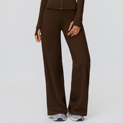 Casual Trousers Fleece-Lined Keep Warm High Waist Wide Leg Pants Outdoor Sports Running Wide Leg Pants Women