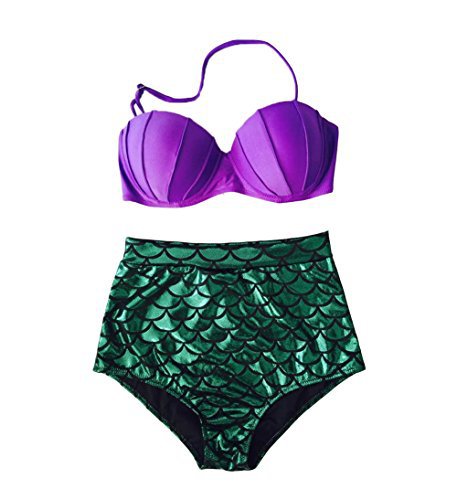 Arrival Split Swimsuit Bikini Ladies Bronzing Hard Bag Shell Mermaid High Waist Swimsuit