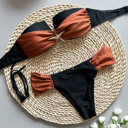 Bikini Sexy Bikini Tube Top Stitching Split Women Swimsuit Swimsuit Women