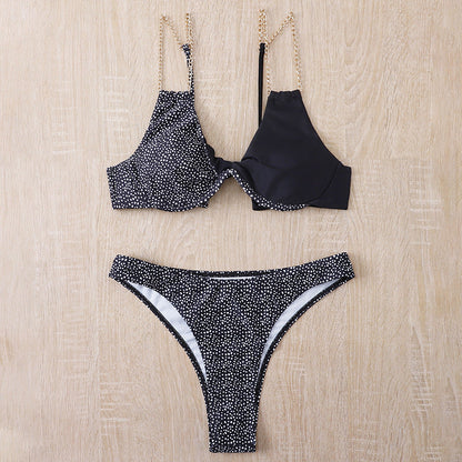 Metal Chain Bikini Women Swimsuit Split Two Piece Set Swimsuit Sexy Bikini