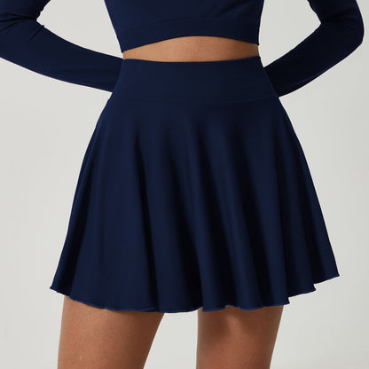 Ice High Waist Yoga Skirts Exercise Skort Tennis Skirt Exercise Workout Quick Drying Sun Protection Skirt