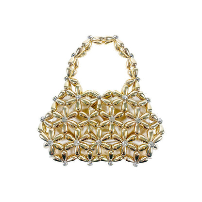 Summer Handbag Mini Bag Beaded Diamond Bag Woven Mobile Phone Bag Daily Casual Travel