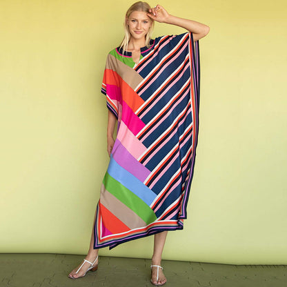 Printing Beach Cover Up Robe Vacation Skirt Maxi Dress Bikini Cover Up Women