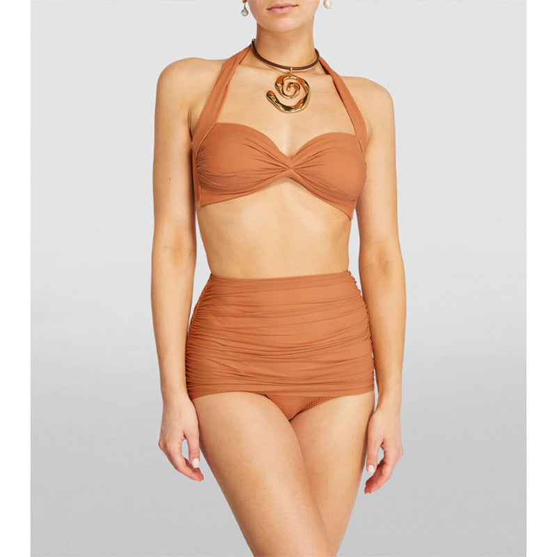 Halter High Waist Bikini Vacation Beach Swimsuit Swimsuit for Women