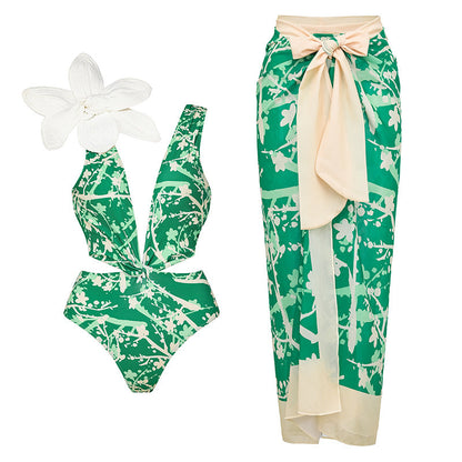 Split Bikini Three Dimensional Floral Heavy Industry Slimming Swimsuit Women