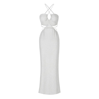 Sexy Cutout Siamese Beach Women Dress Solid Color