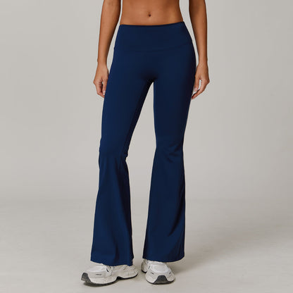 Nude Feel Sports Trousers Slightly Stretch Slimming Wide Leg Fitness Pants Quick Dry Casual Running Bell Bottom Pants