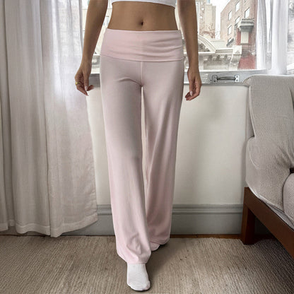 Casual Vacation Solid Color Straight Leg Trousers Pants Women Clothing Autumn Winter