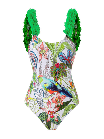 One Piece Printed Skirt Conservative Swimwear Two Piece Women Swimsuit