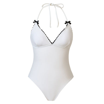 One Piece Swimsuit Women Black White Sexy Two Piece Sets Swimsuit Chiffon Dress