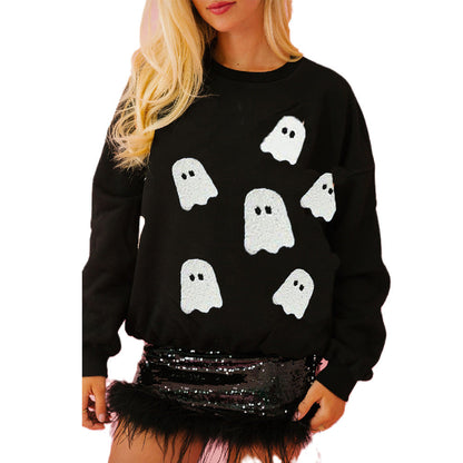 Autumn Winter Women Clothing Halloween Day Elements Sequined Sweater Loose Casual Top Women