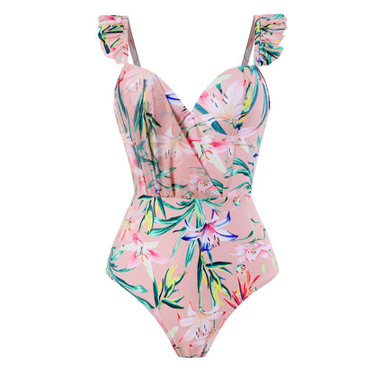 Siamese Conservative Flying Edge Covering Belly Thin Sexy Skirt Swimsuit Women Wrap Skirt Set