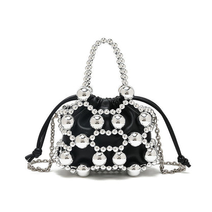Special Interest Design Beaded Bag Fashionable All Match Exquisite Hollow Out Cutout Beads Woven Bag High Grade Portable Shoulder Messenger Bag