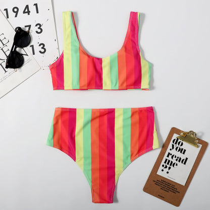 Slimming Sexy Seaside Beach Bikini Rainbow Swimsuit Women
