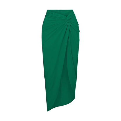 Solid Color One Piece Swimsuit Women Vacation Suit Skirt Swimsuit