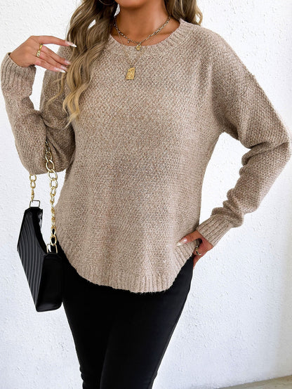 Women Autumn Winter Pullover Top Women Clothing Velvet Woven Sweater Casual Bottoming Shirt round Neck Sweater