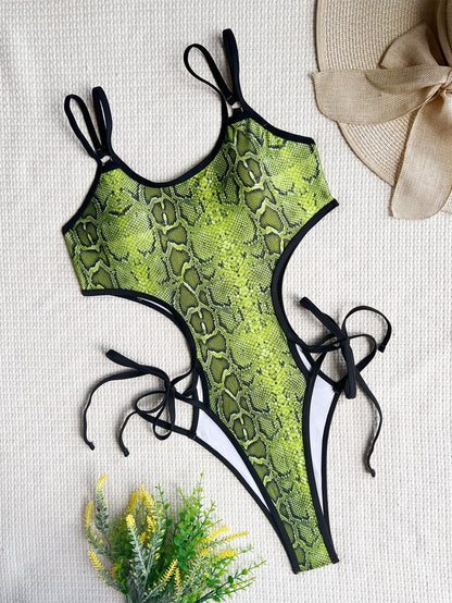 One Piece Swimsuit Snake Pattern Bikini Swimsuit Women Sexy Swimsuit Printed Bikini