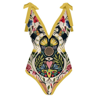 Women One Piece Swimming Sexy Print Two Piece Skirt Popular Swimsuit Bikini