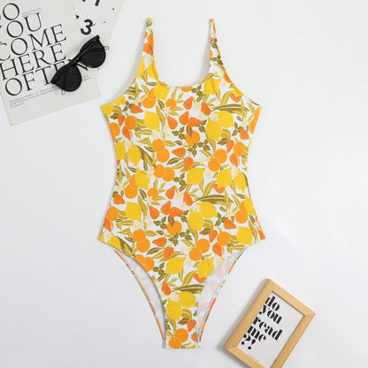 Sexy Siamese Multicolored Floral Sling Triangle Ladies Spring Bikini Swimsuit Swimwear