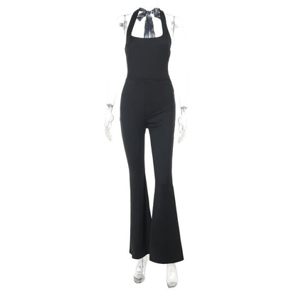 Sexy Backless Halter Tight Bootcut Pants Jumpsuit Women Women Clothing