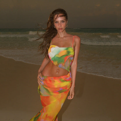 Bikini Bikini Women Swimsuit Swimsuit Printed Beach Dress Maxidress