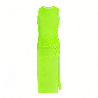 Solid Color Mesh See through Sexy Beach Dress Swimsuit Women Long Blouse Sunscreen Swimwear
