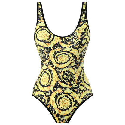 Flying Edge One Piece Women Swimwear Retro Cover Belly Slimming Swimsuit Chiffon Beach Dress