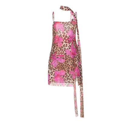 Summer Women Sexy Waist Trimming Suspender Leopard Print Dress Women