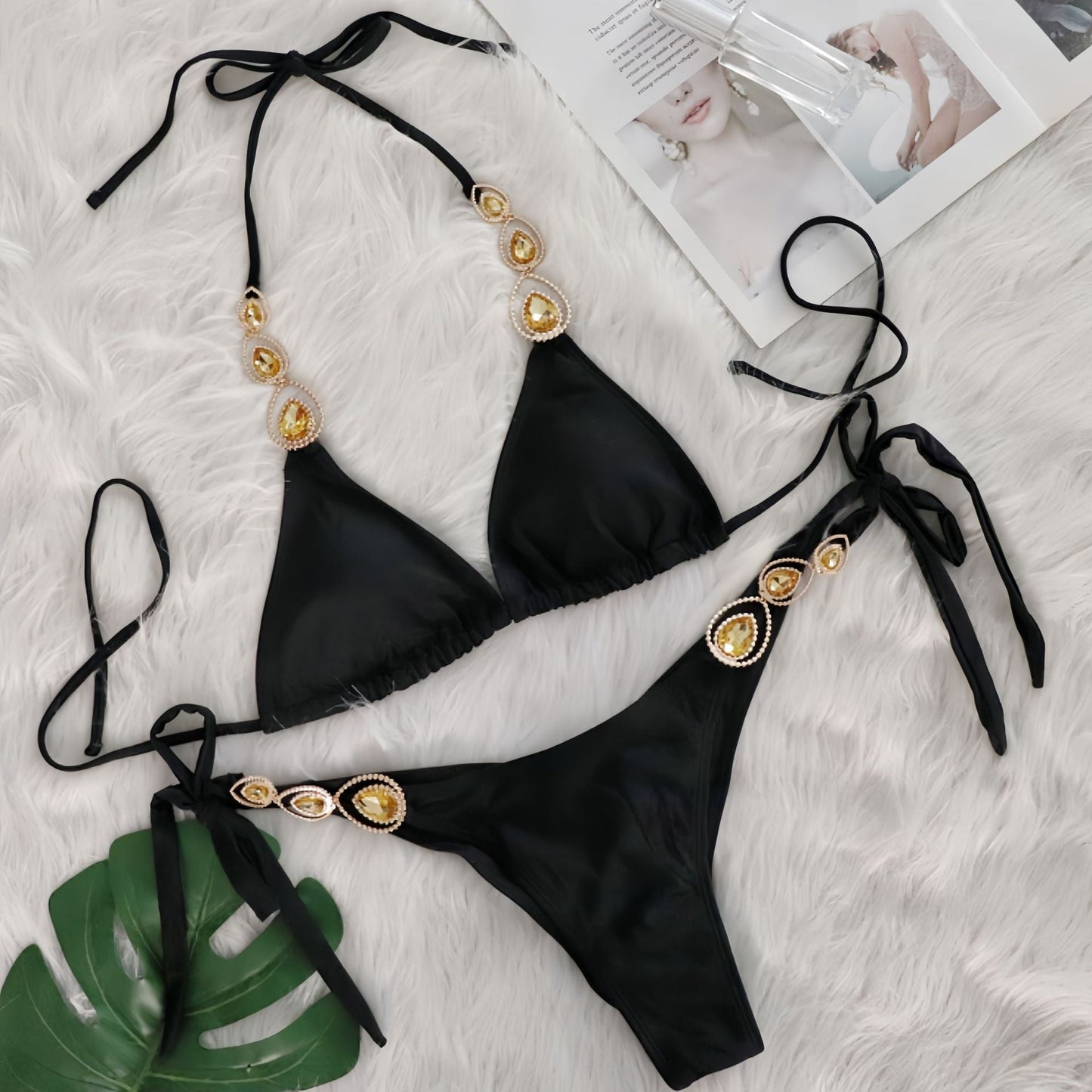 Sexy Bikini Suit Luxury Crystal Diamond Bandage Women Swimsuit Beach Vacation Swimsuit