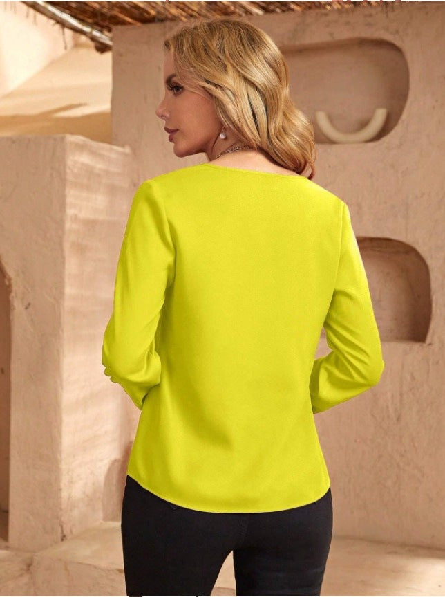 Women Clothing Spring Summer Satin Faux Silk Shirt Satin