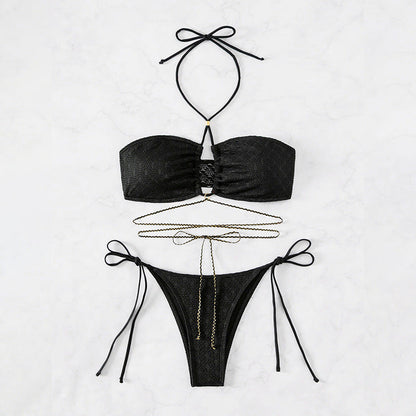 Bikini Swimsuit for Women Sexy Solid Color Beach Bikini Spring Swimsuit