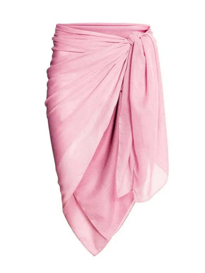 Ruffled One Piece Swimsuit Women Retro Swimsuit Bikini Mesh Beach Skirt Set