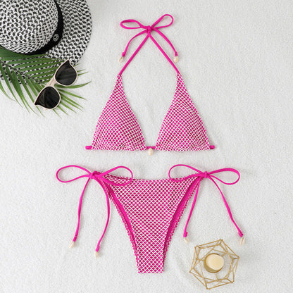 Swimsuit Women Split Sexy Net Beach Three Point Bikini Swimsuit