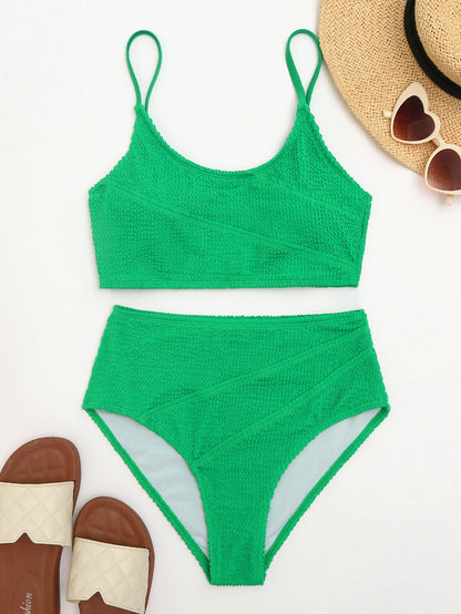 Bikini Solid Color Snake Cloth High Waist Sexy Bikini Swimsuit Swimwear Women