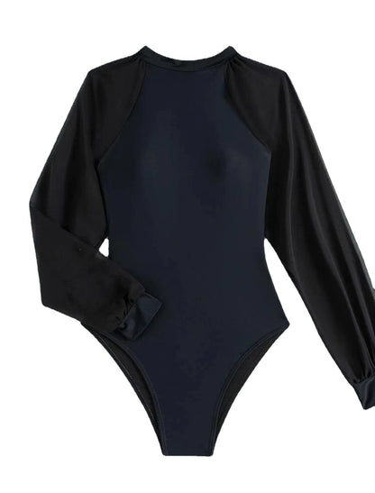 Sexy Lace Sleeve Backless Swimsuit