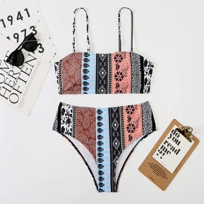 High Waist Triangle Strap Bikini plus Size Womes Seperated Swimwear Swimsuit