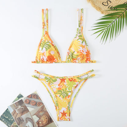 Floral Bikini Sexy Backless High Grade Swimsuit High Elastic Swimsuit for Women