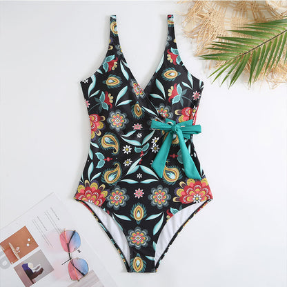 Siamese Conservative Cover Belly Backless Sexy Swimsuit Women Suit Chiffon Beach Skirt