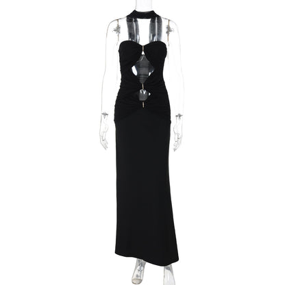 Women Clothing Summer Sexy Cutout Tube Top Ribbon Dress Women