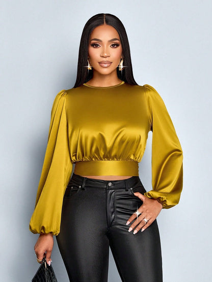Women Clothing Fall Satin Satin Shirt Sexy Leopard Print Top Shirt