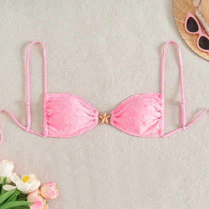 Lace up Sexy Bikini Special Fabric Bikini Swimsuit Women Solid Color Bikini