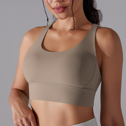 Nude Feel Sports Underwear Push up Sexy Seamless One Piece Cup Beauty Back Yoga Bra Running Workout Vest Women
