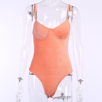 Backless Sleeveless Jumpsuit Patchwork Peach Long Sleeve cropped Outfit Sunscreen Slim-Fit Bottoming Shirt