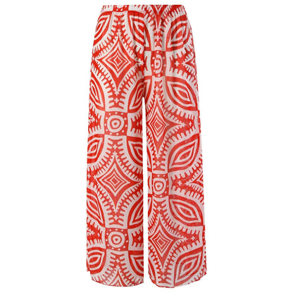 Sexy Swimsuit Women Conservative Cover Belly Lace-up Swimsuit Spring Mesh Beach Pants Suit