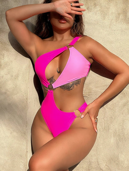 Summer Contrast Color Bikini Sexy Swimsuit One Piece Swimsuit