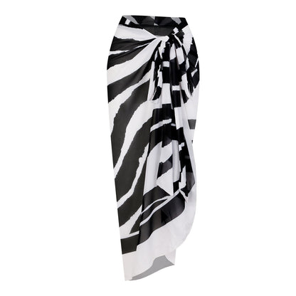 One Piece Swimsuit Women Black White Sexy Two Piece Sets Swimsuit Chiffon Dress