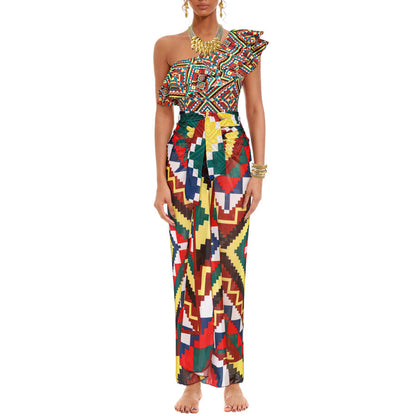 Sexy One Piece Swimsuit Women Bikini Ruffled Printed Swimsuit Chiffon Dress