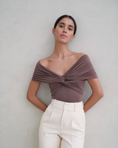 Socialite Solid Color Pleated V neck Jumpsuit Women Elegant Slim Milk Silk Close Fitted Comfortable